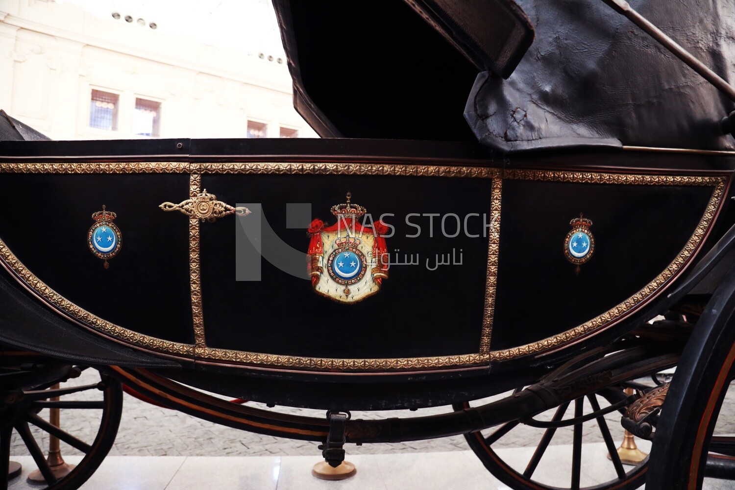 Royal chariot with inscriptions, Royal Chariot Museum, Cairo, Egypt.