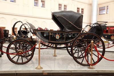 Luxurious royal carriage from past eras in the Royal Carriage Museum, Cairo, Egypt.