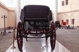 Picture of a royal chariot from the back on display in the Royal Chariot Museum, Cairo, Egypt.