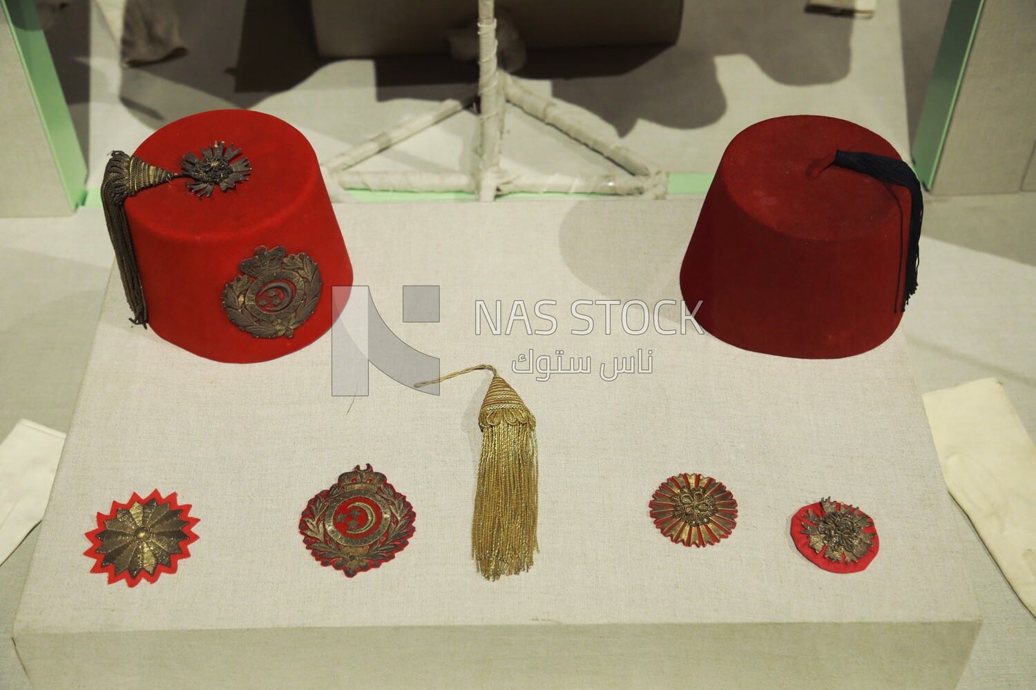 Traditional red fez in the Royal Chariots Museum, Cairo, Egypt.