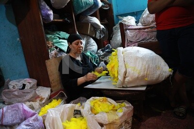 Woman works in a workshop