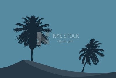 View of two palm trees, wallpaper, vector illustrator