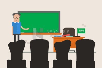 Teacher teaches students, wallpaper, illustrator vector