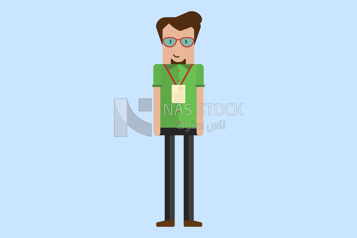 Character of an employee man standing, Vector Illustrator