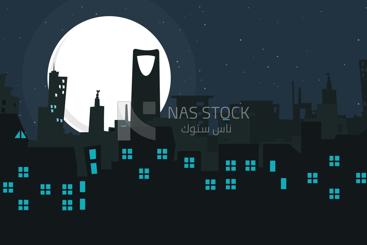 View of city at night, wallpaper, vector illustrator