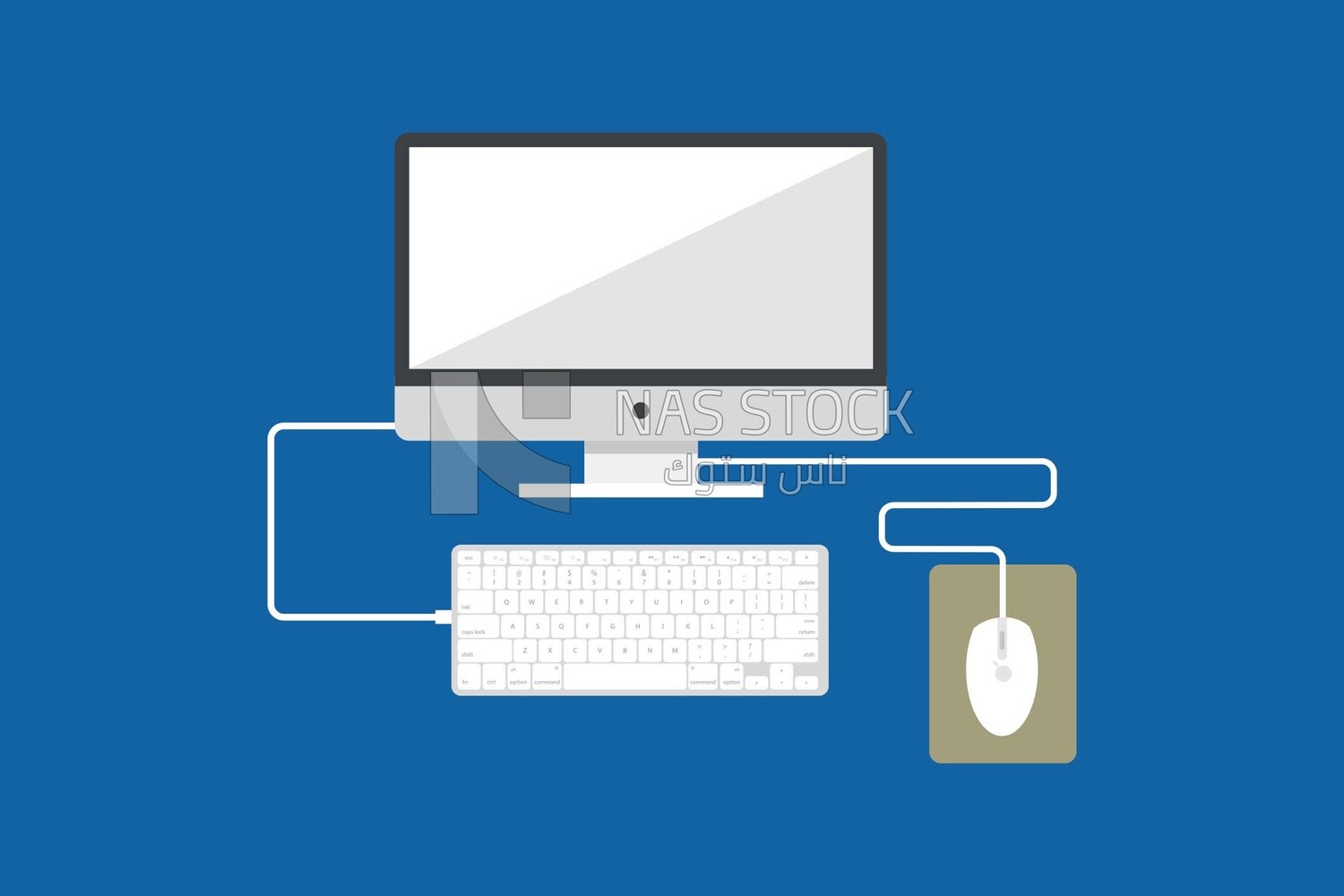 View of a monitor, keyboard, and mouse, icons and templates, vector illustrator