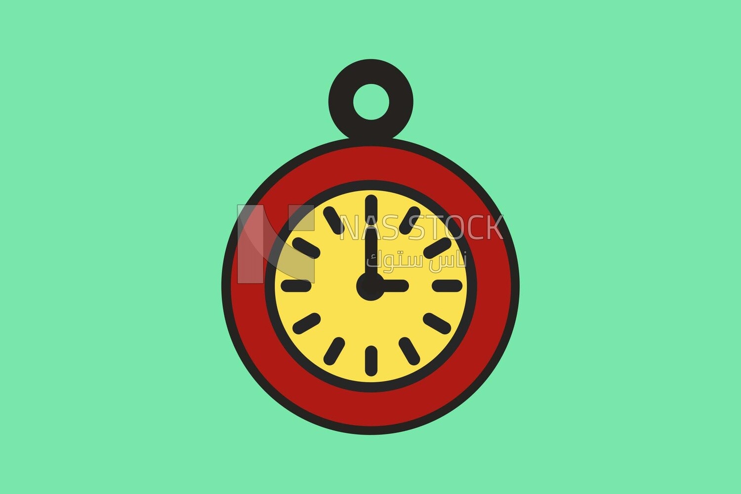 View of a wall clock, icons and templates, vector illustrator