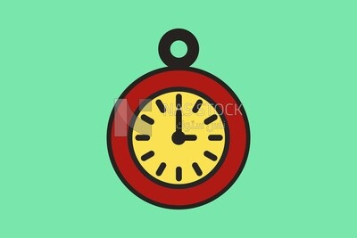 View of a wall clock, icons and templates, vector illustrator