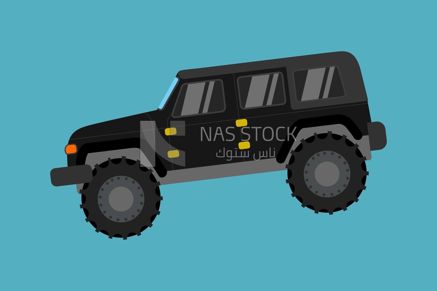 View of a black large car, icons and templates, vector illustrator