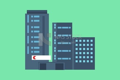 View of a building, icons and templates, vector illustrator