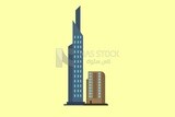 View of a building, icons and templates, vector illustrator