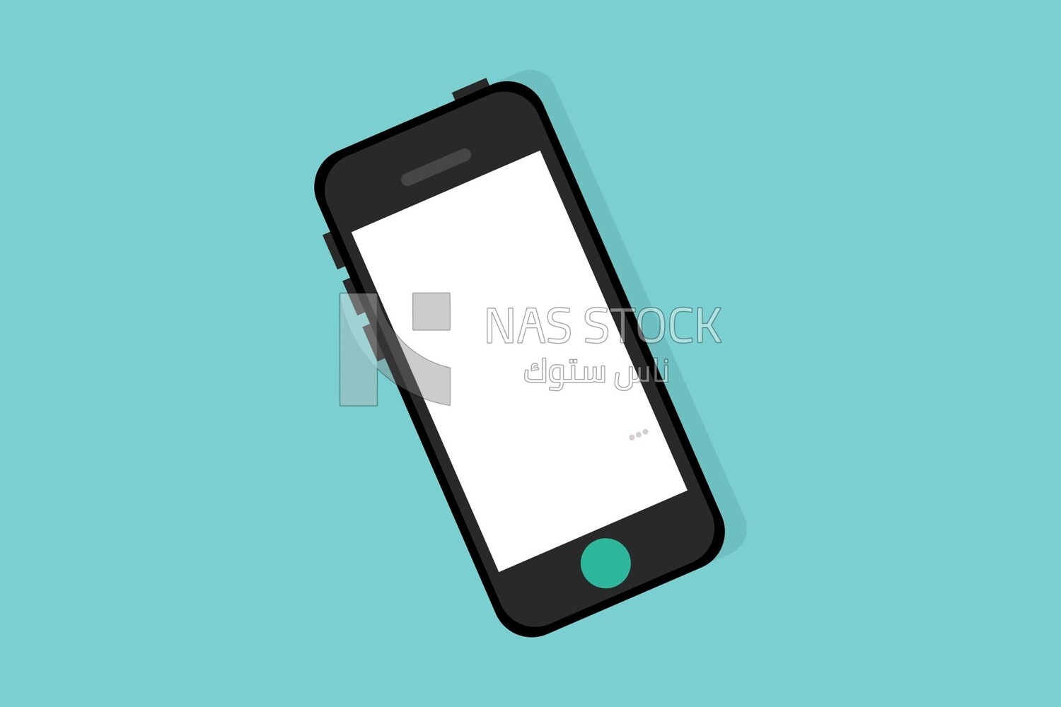 View of mobile with a white screen, icons and templates, vector illustrator