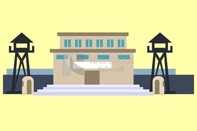 View of a building, icons and templates, vector illustrator