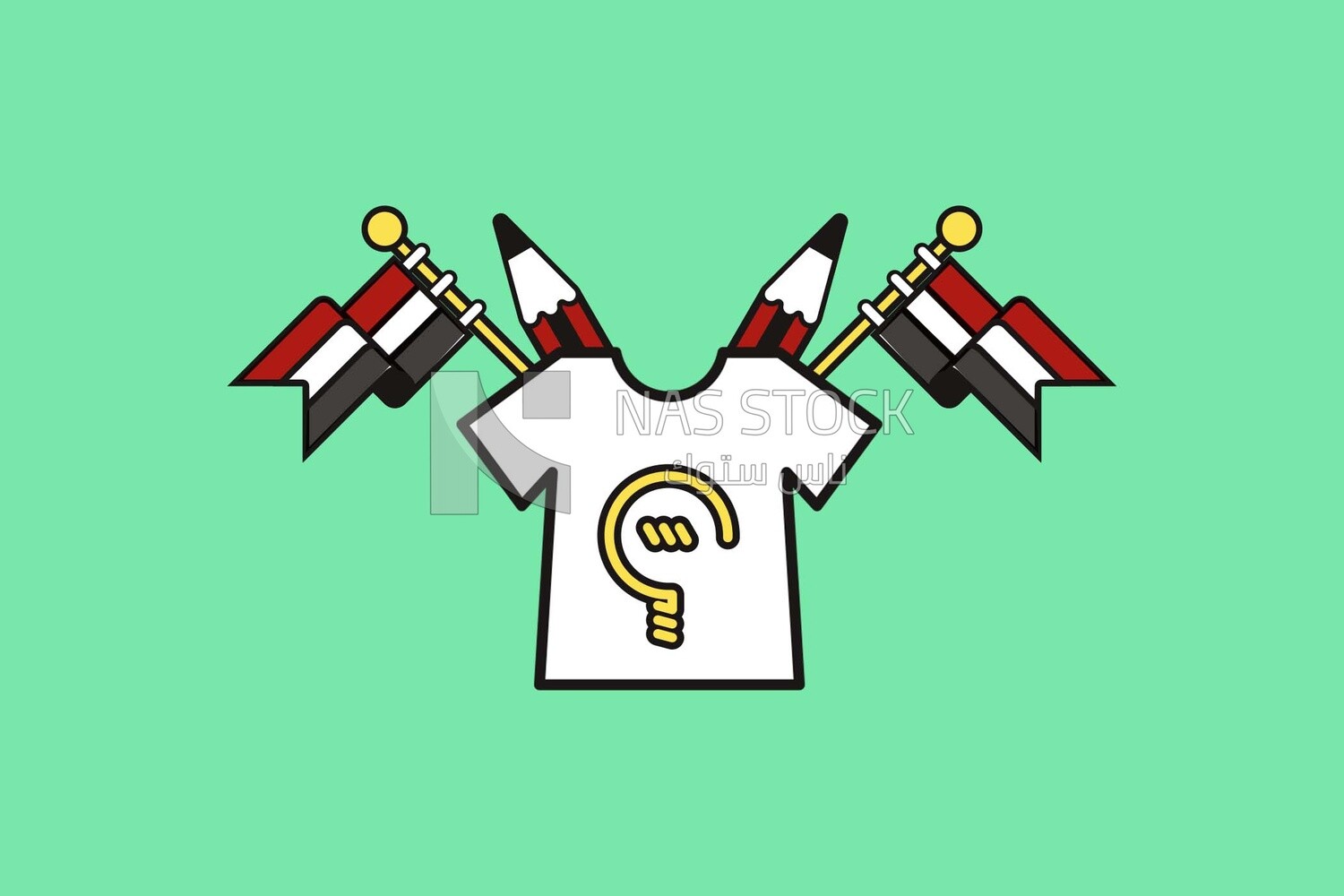 View of a white t-shirt beside flags, icons and templates, vector illustrator
