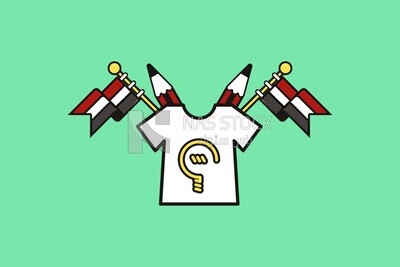 منظر تيشيرت أبيض بجانب الأعلام ،  أيقونات ورموز، فيكتور اليستريتور