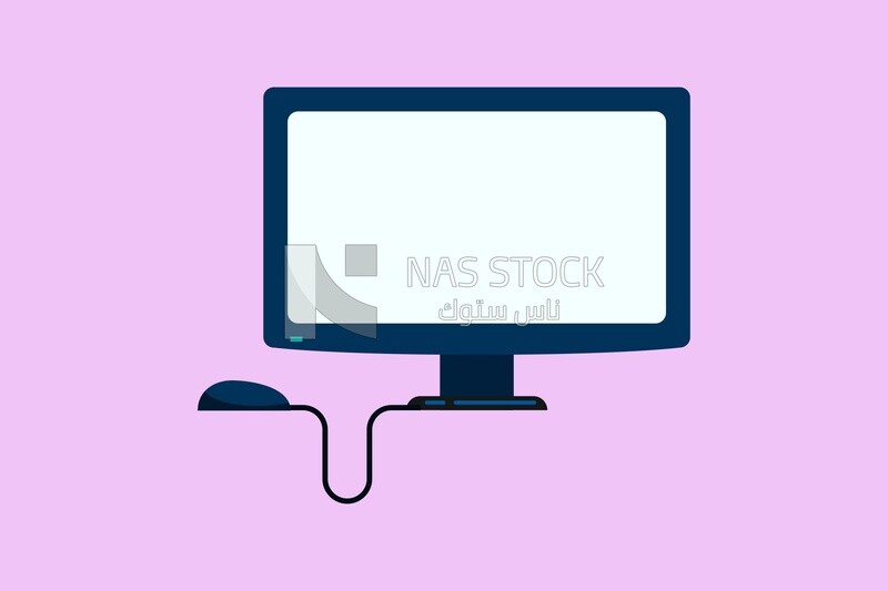 View of a monitor, keyboard, and mouse, icons and templates, vector illustrator