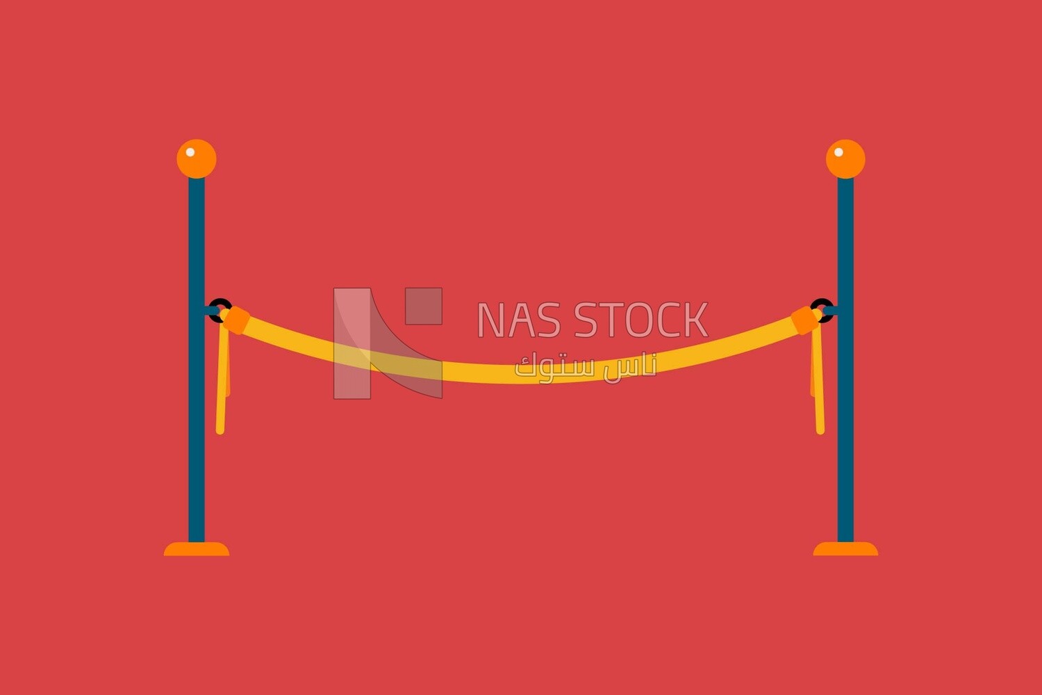 Yellow rope barrier, icons and templates, vector illustrator