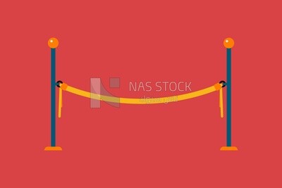 Yellow rope barrier, icons and templates, vector illustrator