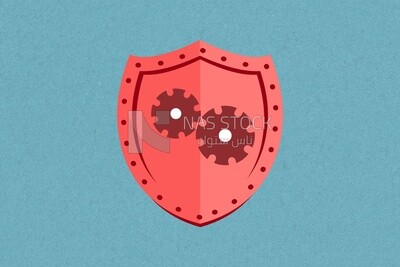 Shield with a settings icon in it, icons and templates, vector illustrator