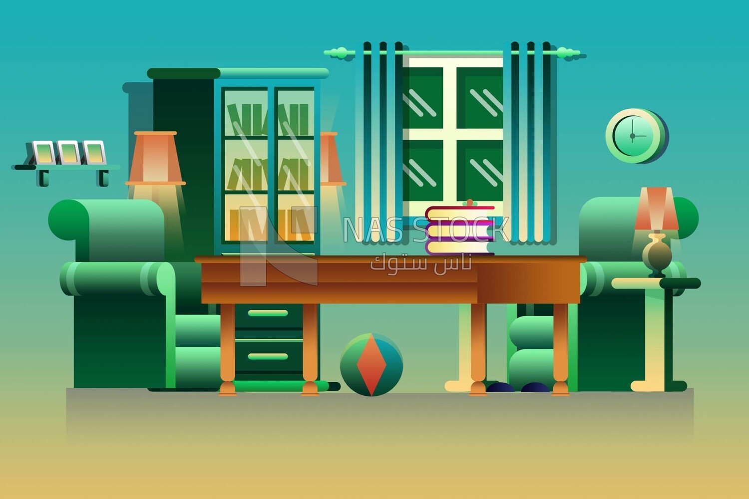 Office room, wallpaper, vector illustrator