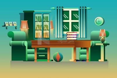 Office room, wallpaper, vector illustrator