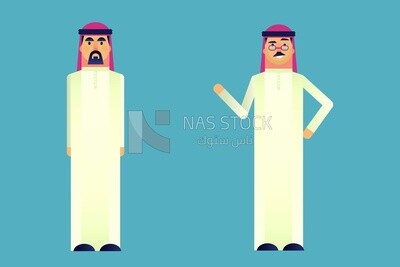شخصيتان خليجة يقفون ، أيقونات ورموز، فيكتور اليستريتور