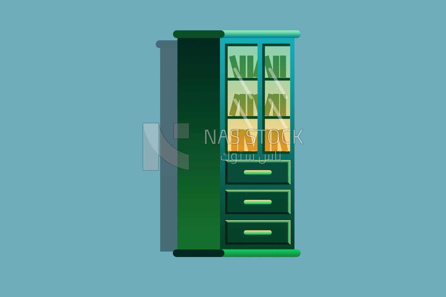 Cupboard with documents, icons and templates, vector illustrator