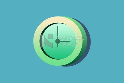 View of a wall clock, icons and templates, vector illustrator