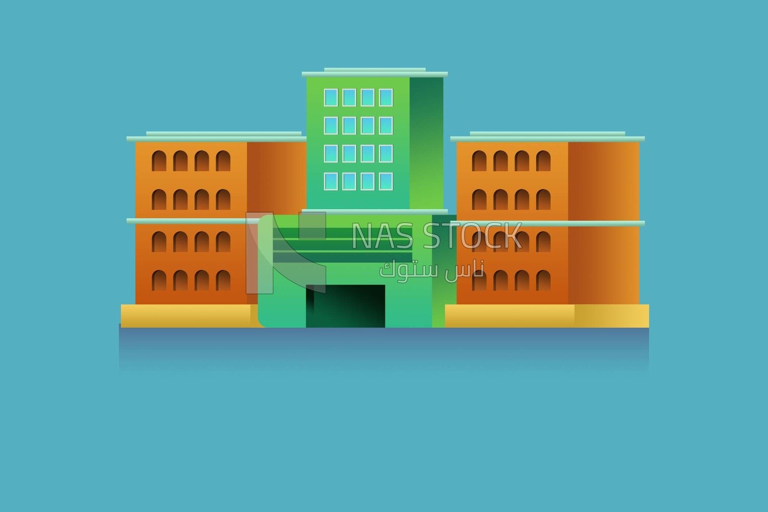 View of a building, icons and templates, vector illustrator