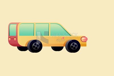 View of a yellow large car, icons and templates, vector illustrator