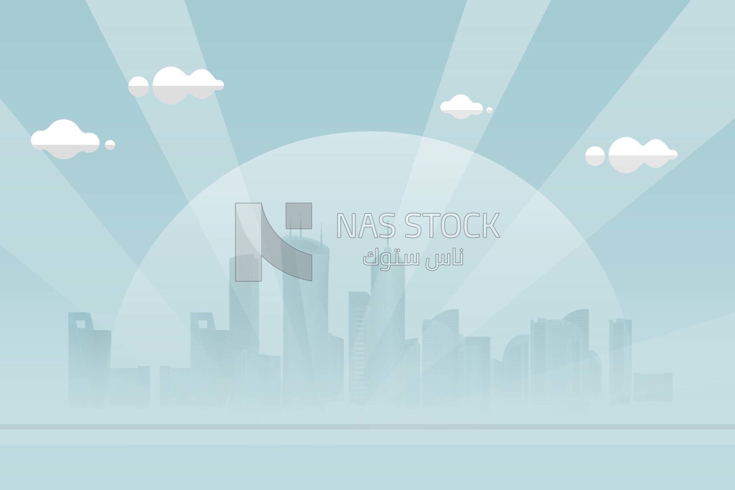 View of the city with a blue background, wallpaper, vector illustrator