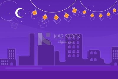 View of streets during Ramadan, wallpaper, vector illustrator