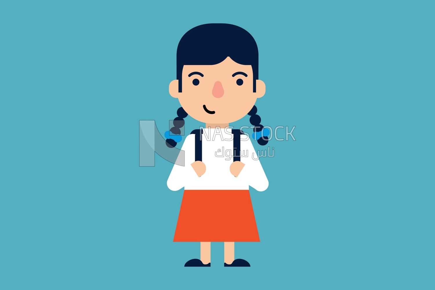 Character of a girl holding her back bag, Vector Illustrator