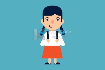Character of a girl holding her back bag, Vector Illustrator