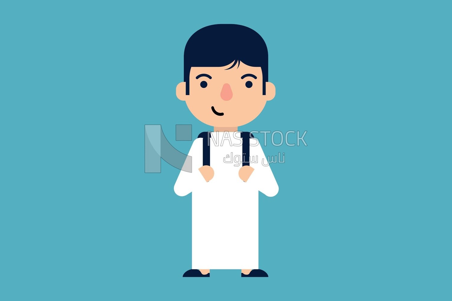 Character of a boy holding his back bag, Vector Illustrator