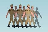 Characters of soldiers with different poses, Vector Illustrator