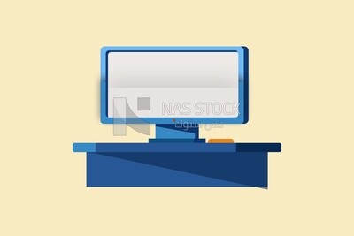Computer screen with a plan on it, icons and templates, vector illustrator