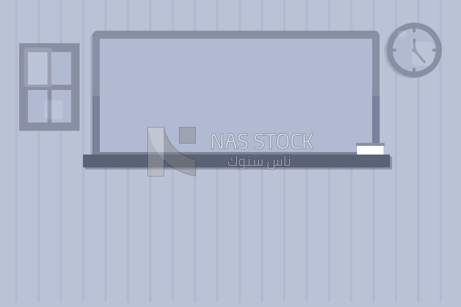 Wall with a clock and a window, wallpaper, vector illustrator