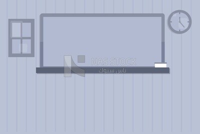 Wall with a clock and a window, wallpaper, vector illustrator