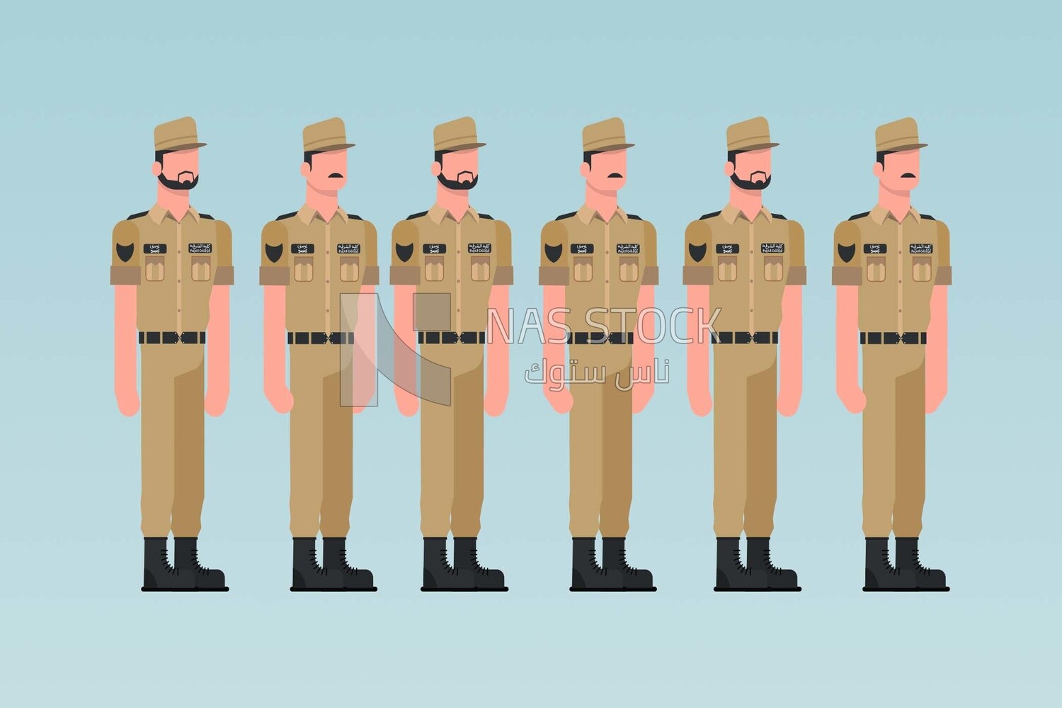 Characters of soldiers with different poses, Vector Illustrator