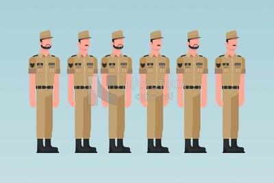 Characters of soldiers with different poses, Vector Illustrator