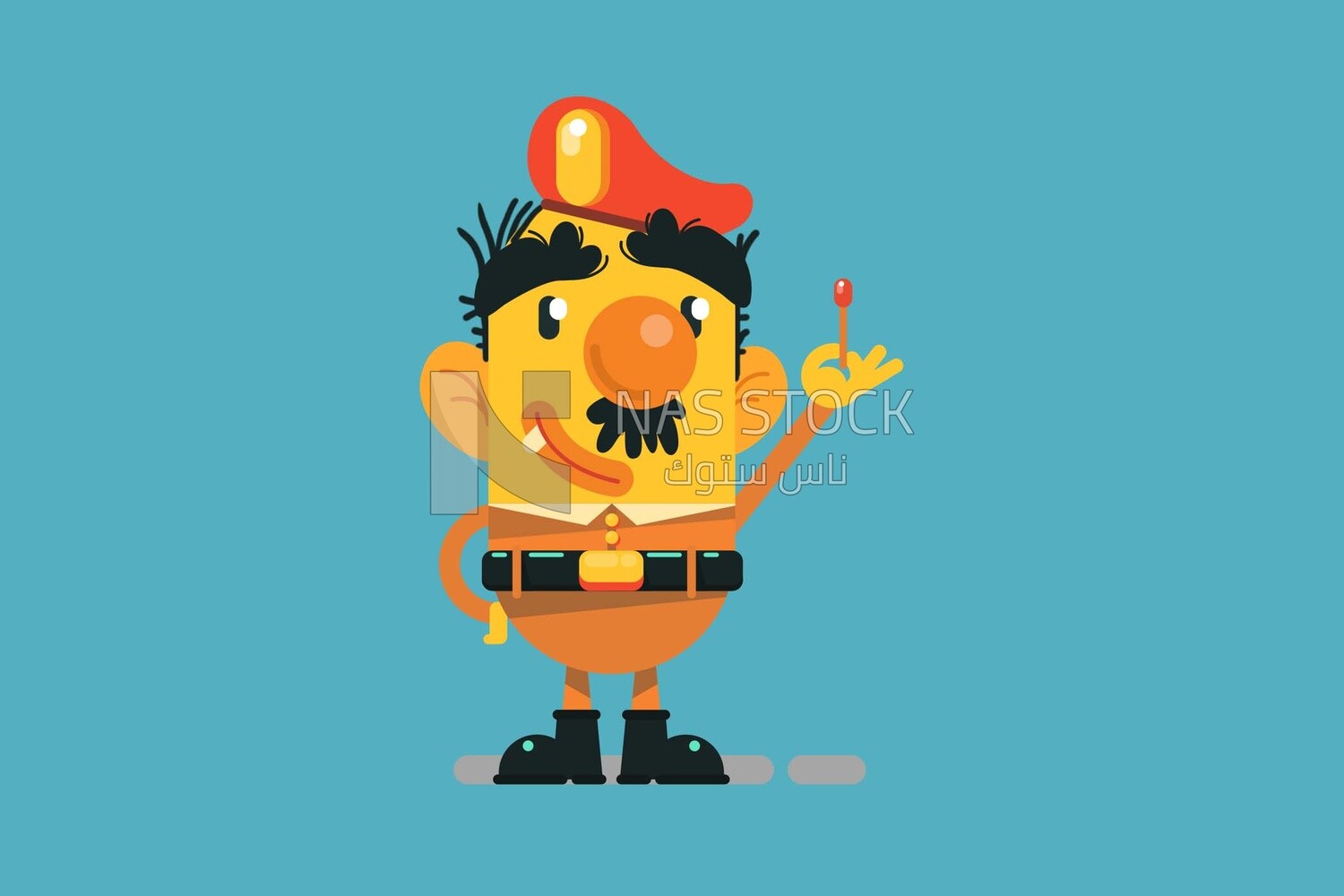 Character of a soldier holding a matchstick, vector illustrator