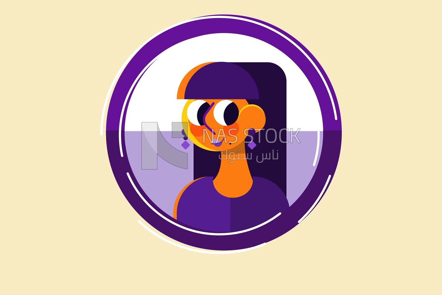 Character of a girl in a circle, vector illustrator