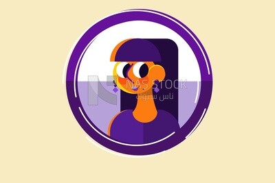 Character of a girl in a circle, vector illustrator