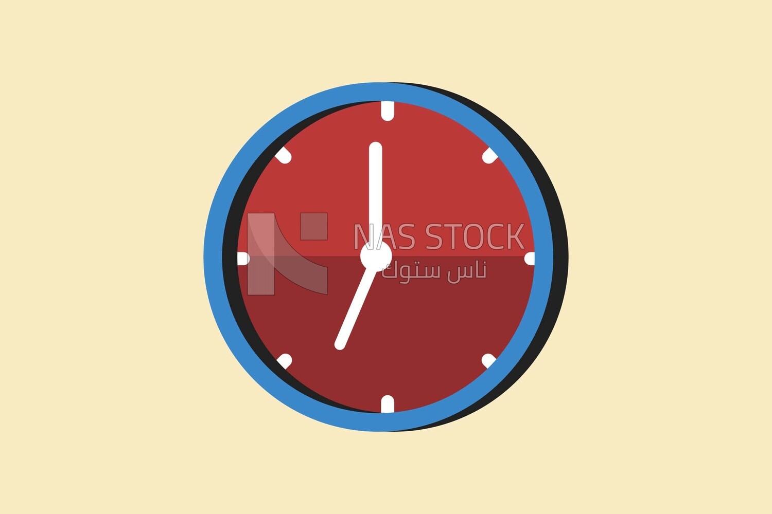 View of a wall clock, icons and templates, vector illustrator