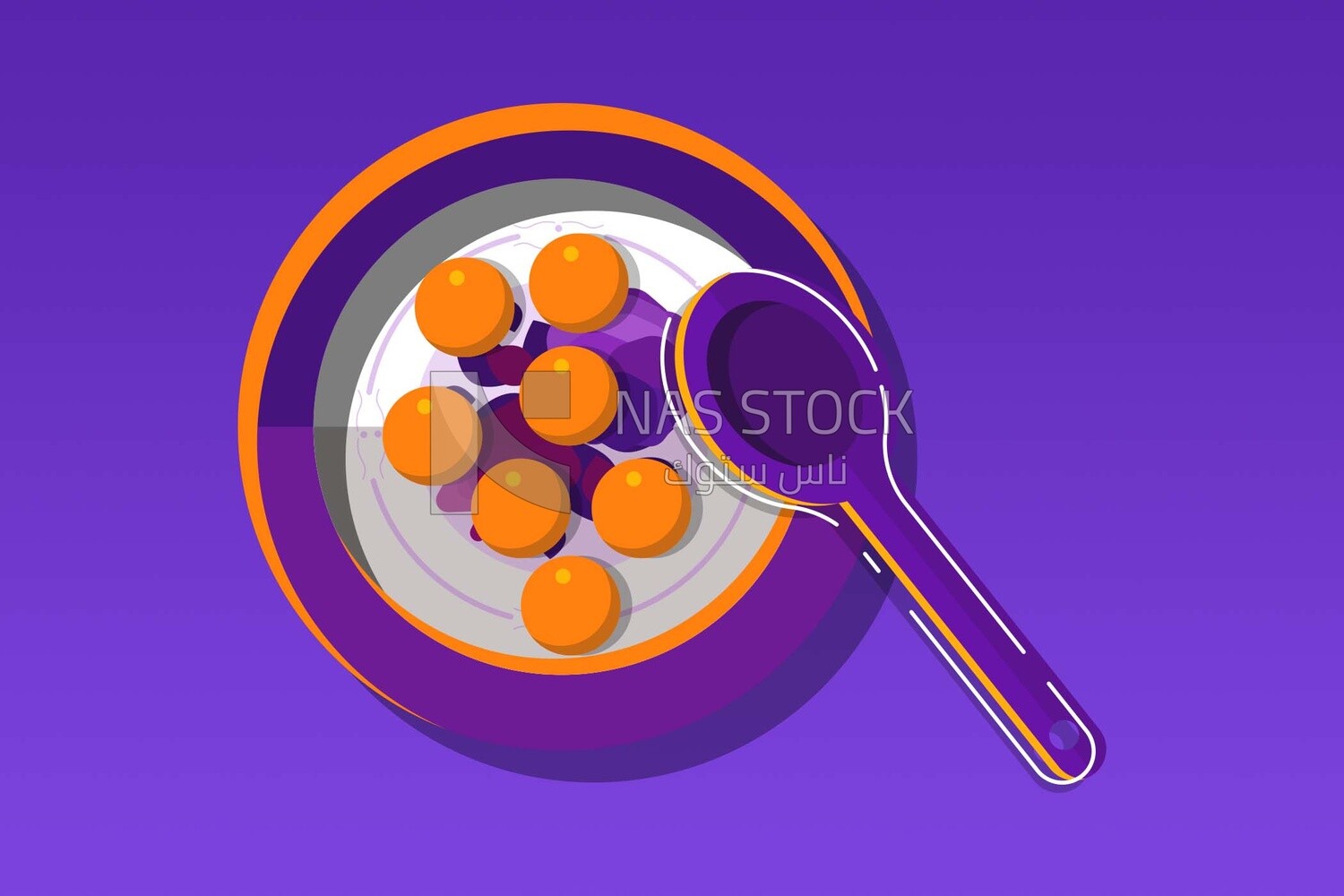 Plate with food on it beside a spoon, icons and templates, vector illustrator