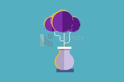 Vase with plant in it, icons and templates, vector illustrator