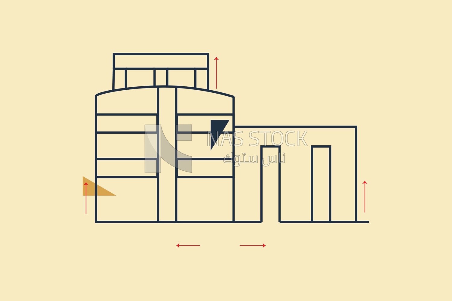 View of a building, icons and templates, vector illustrator