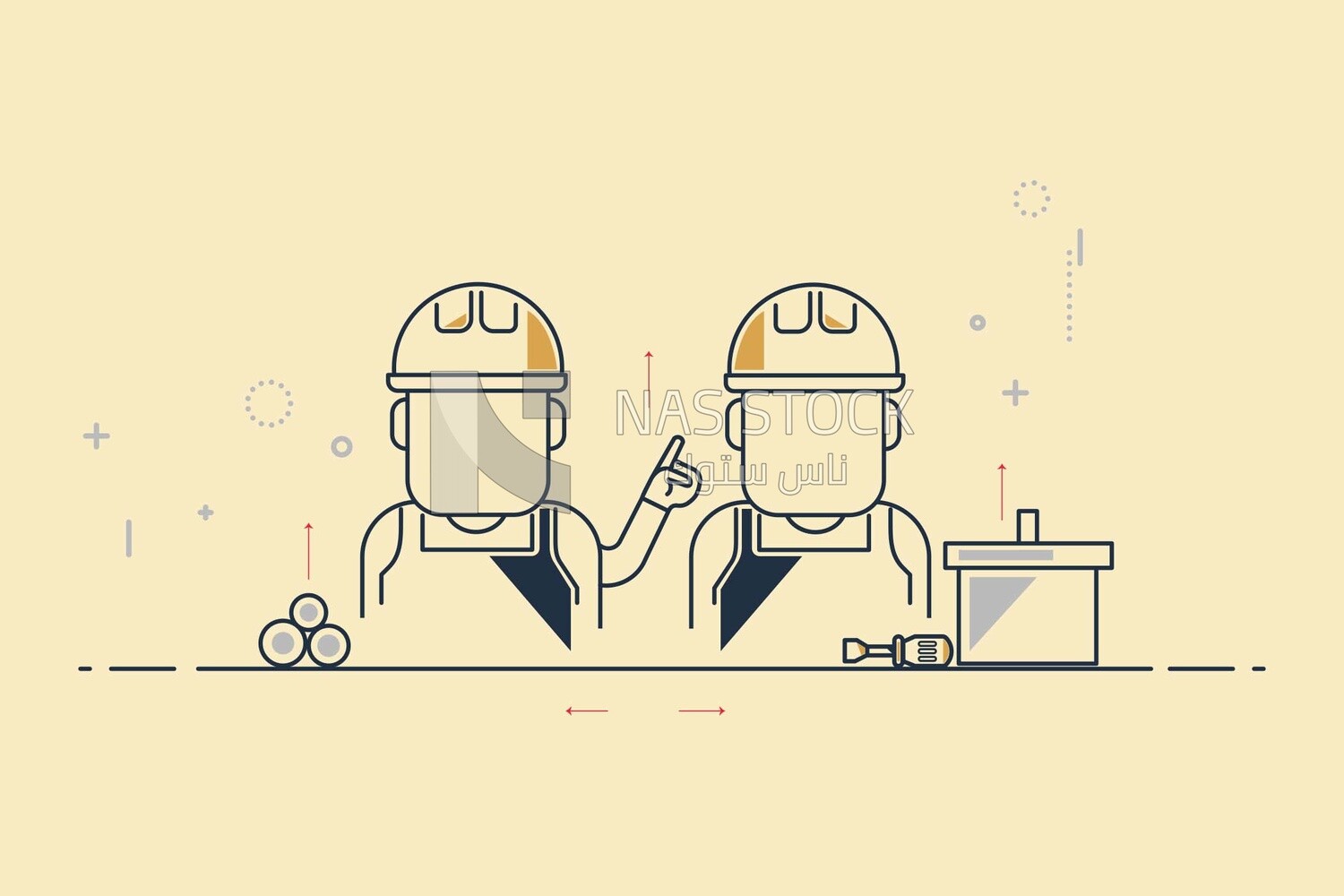 Characters of engineers, icons and templates, vector illustrator