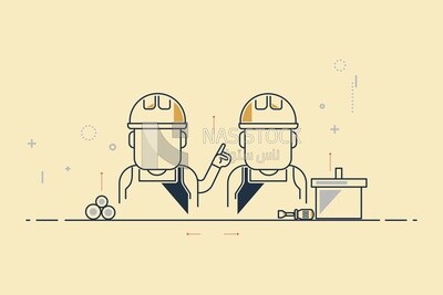 Characters of engineers, icons and templates, vector illustrator